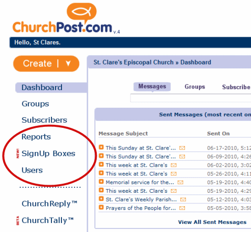 SignUp Boxes Tab