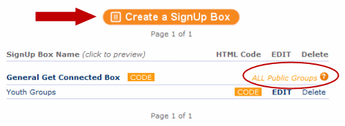 SignUp Boxes main page